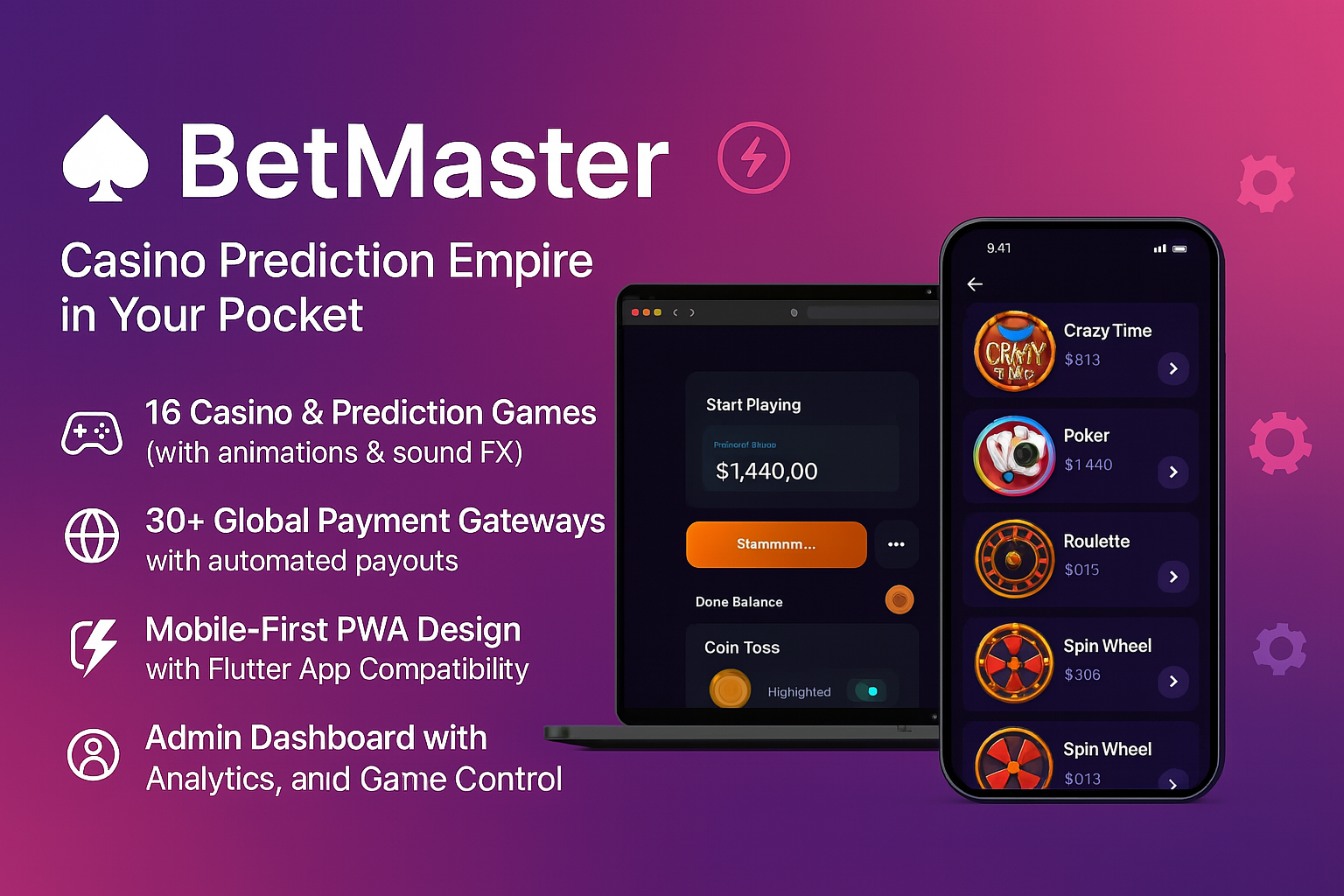 BetMaster - Web/Mobile App (Complete SaaS Pack)